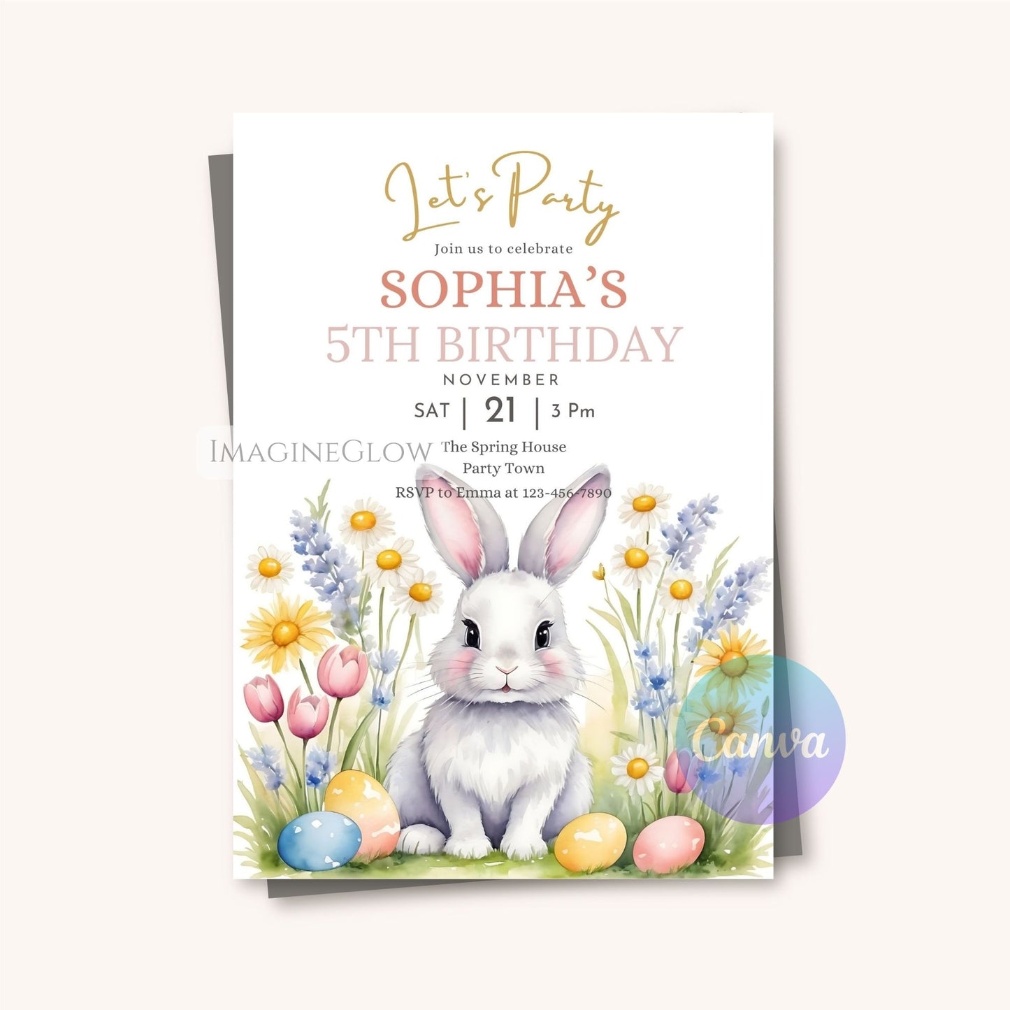 easter floral bunny invitation
cute bunny garden birthday card
