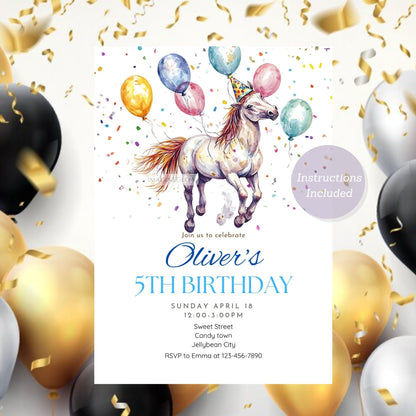 Horse birthday invitation for pony-themed celebrations