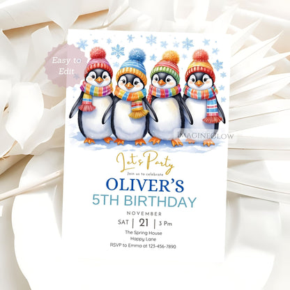 penguin theme birthday invitation instant download
fun penguin party invitation for kids birthday
editable penguin birthday card digital template
animal theme penguin birthday party invitation
