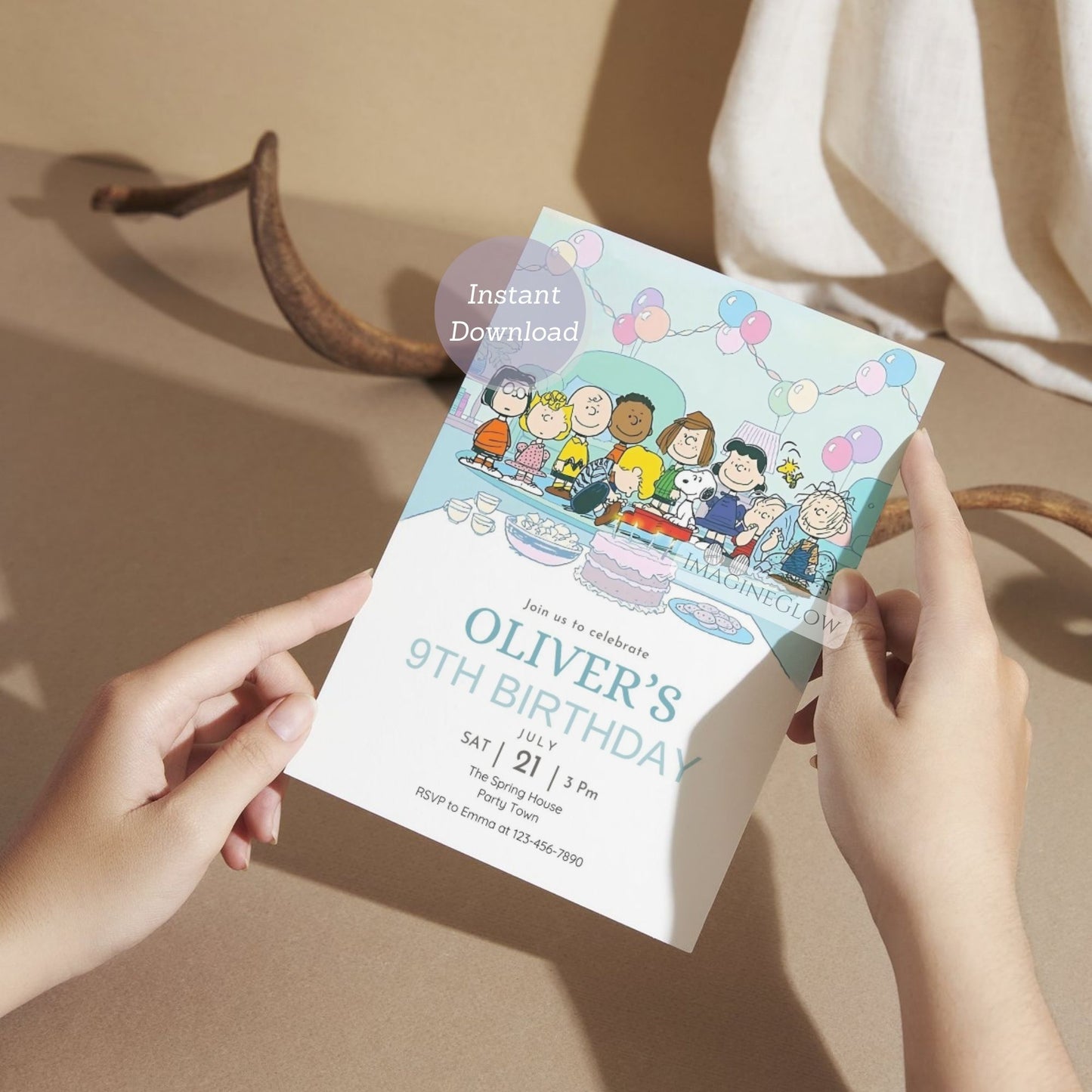 Snoopy & Woodstock Birthday Invitation - Classic Peanuts Party Invite