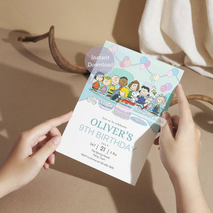Snoopy & Woodstock Birthday Invitation - Classic Peanuts Party Invite