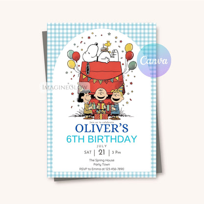 peanuts cartoon birthday party invite
snoopy digital birthday invitation
