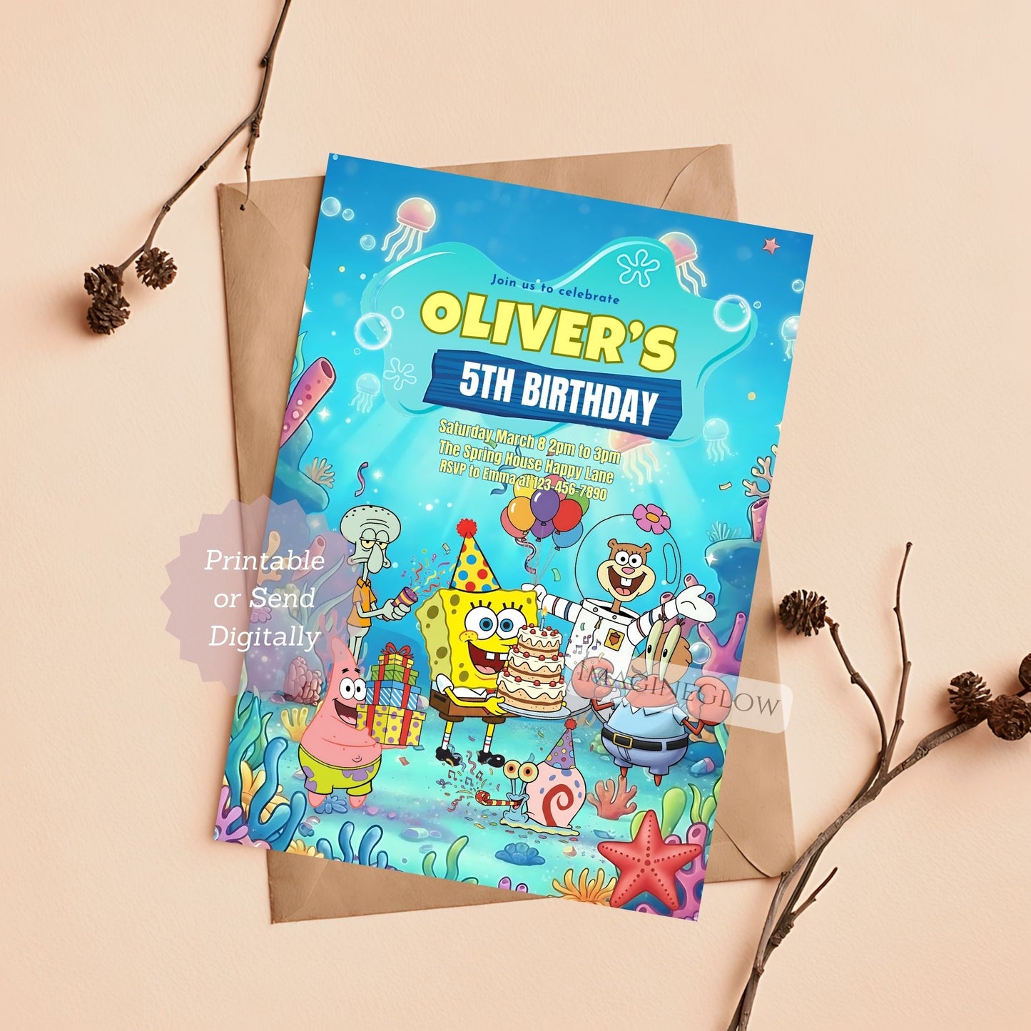 printable spongebob birthday invite
