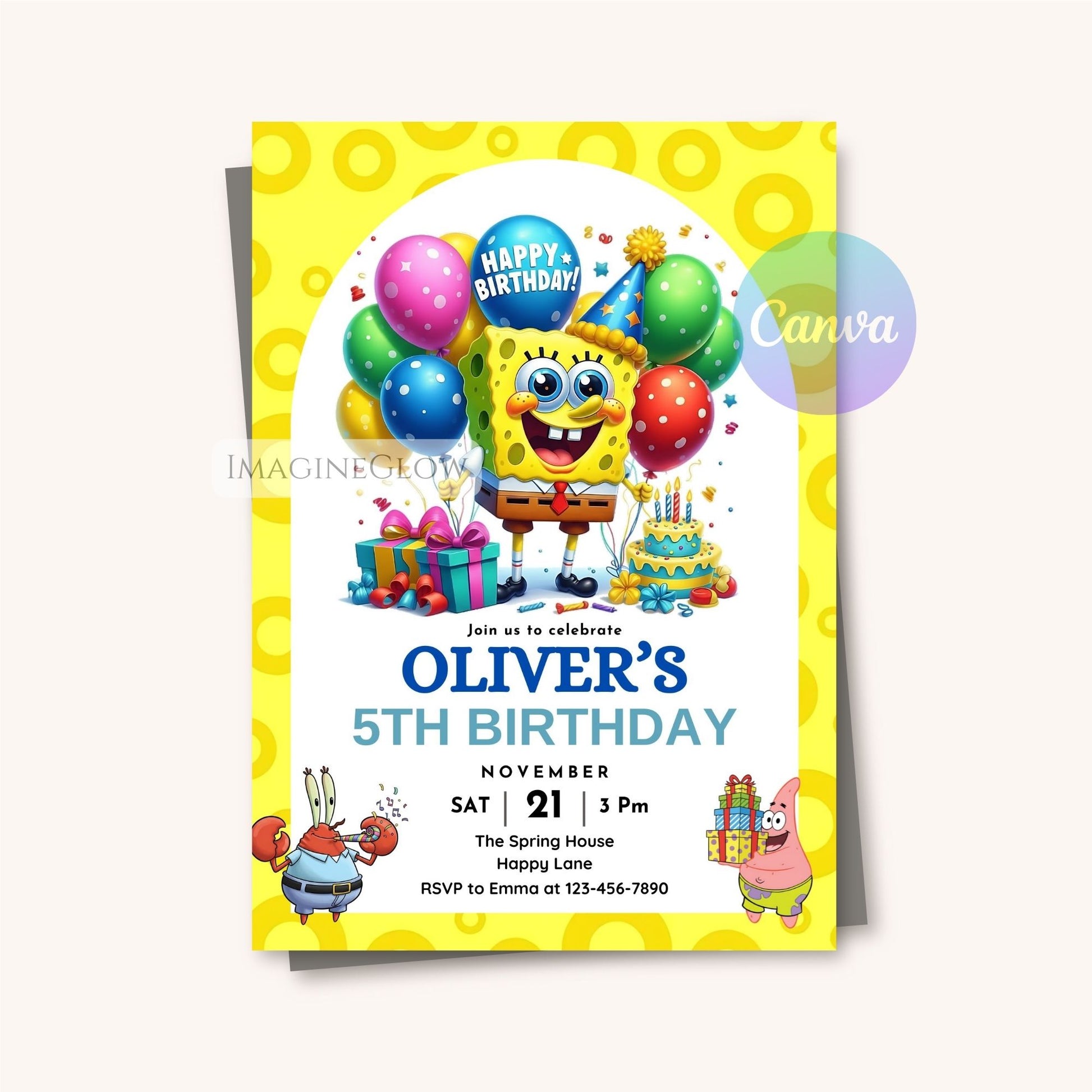 printable spongebob birthday invite
