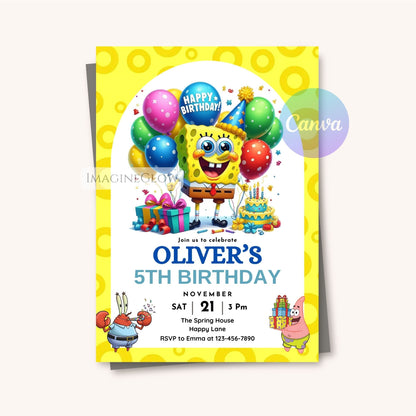 printable spongebob birthday invite
