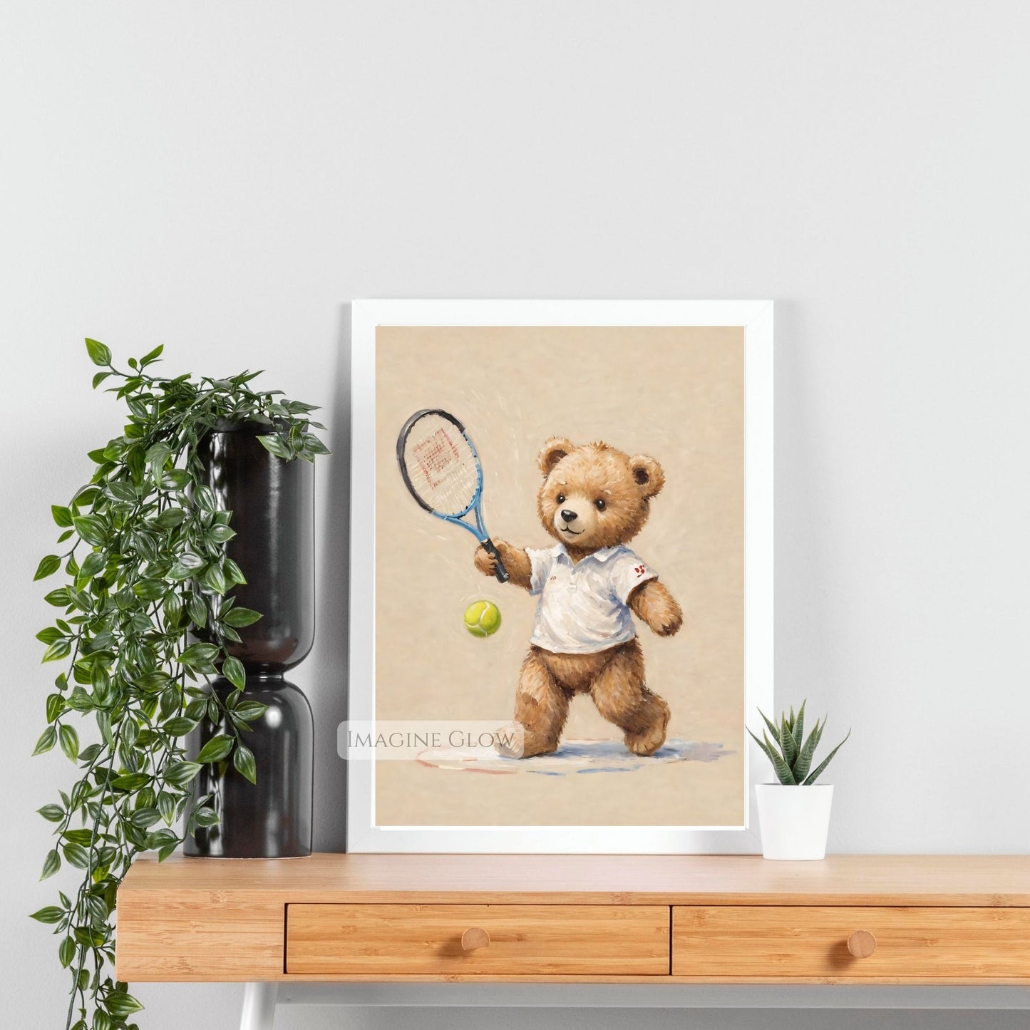 vintage bear tennis illustration
kids tennis nursery printable
