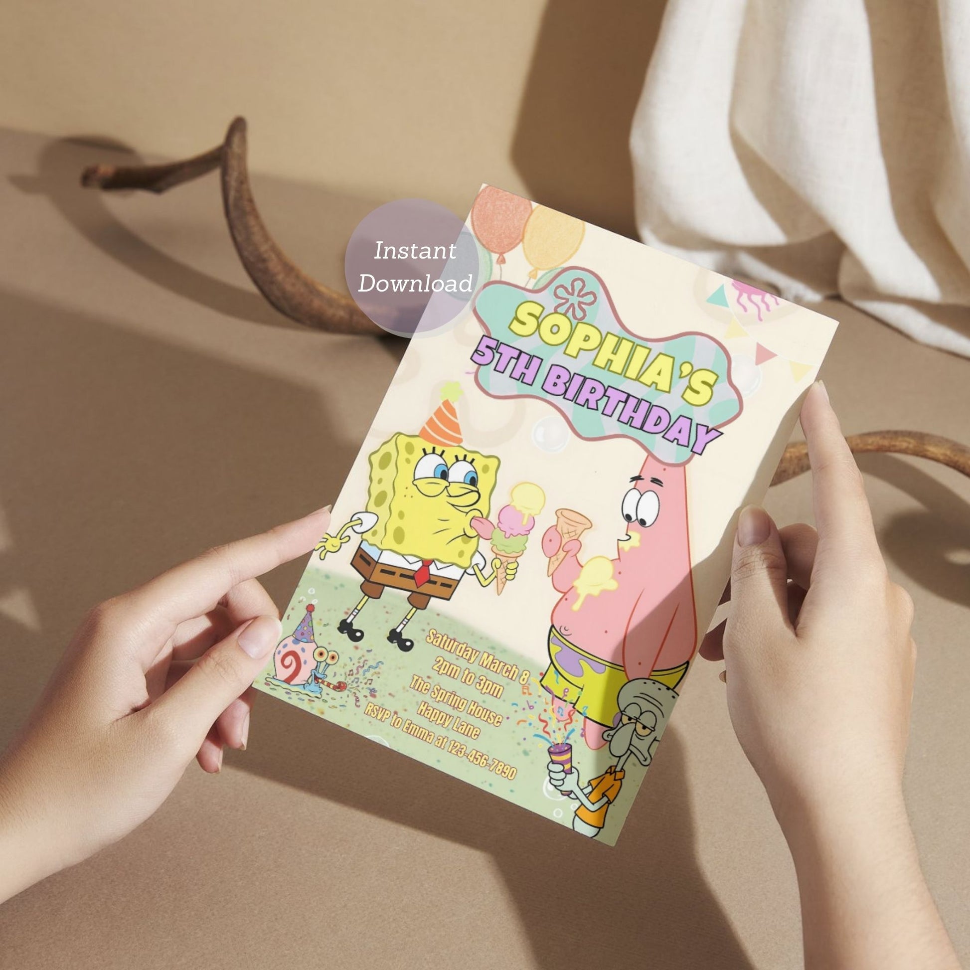 spongebob summer birthday invite
printable spongebob girl invitation