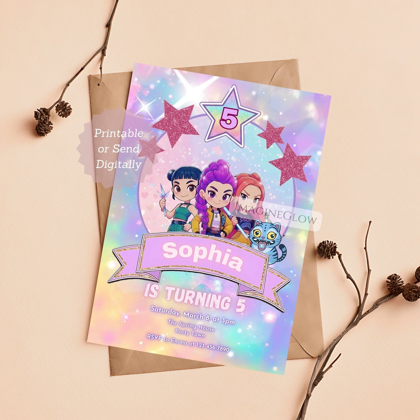 kids anime birthday invitation
