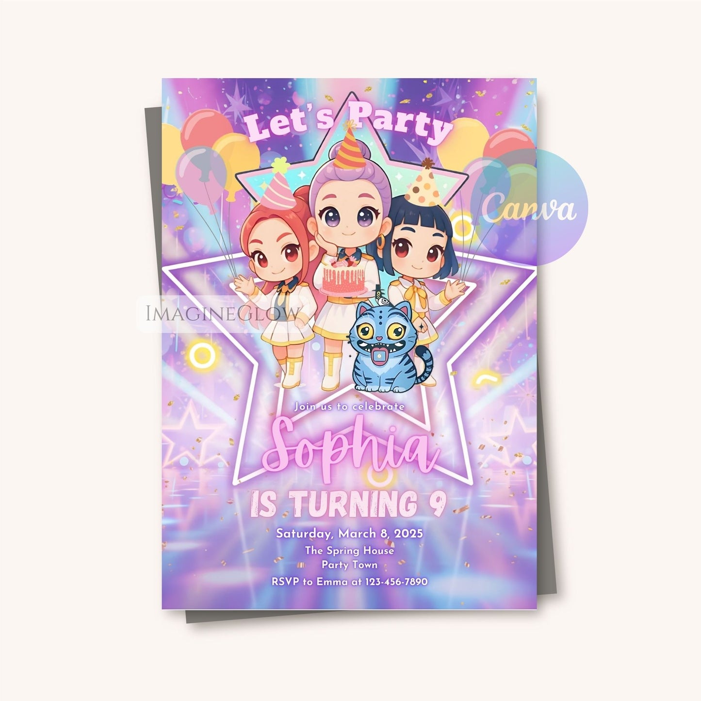 anime themed girl birthday card
