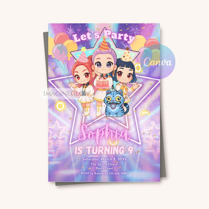 anime themed girl birthday card
