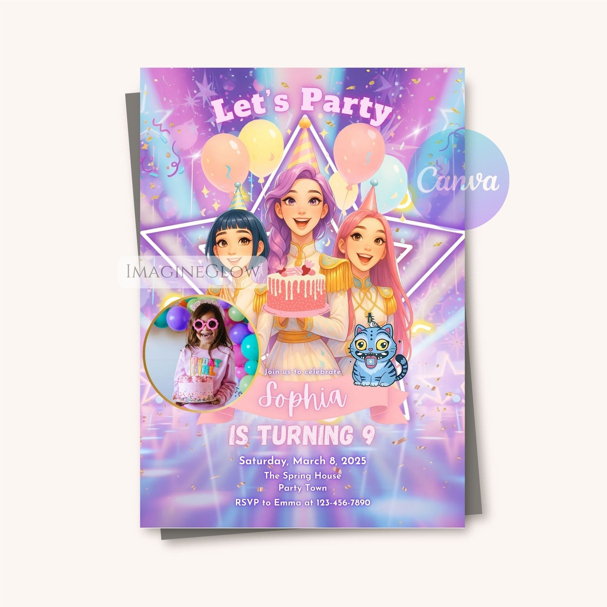 anime fan girl party invite
