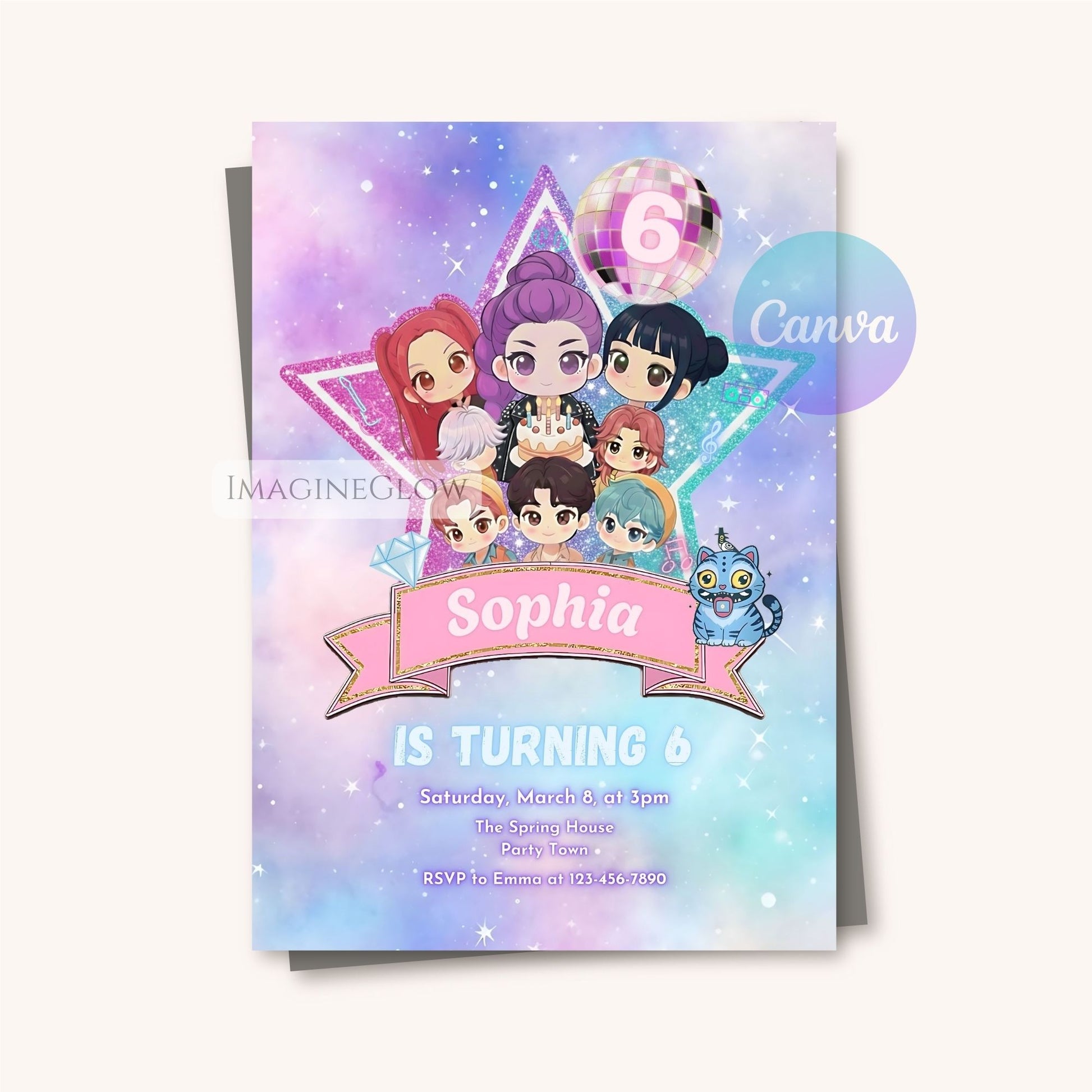 huntrix anime birthday invite
