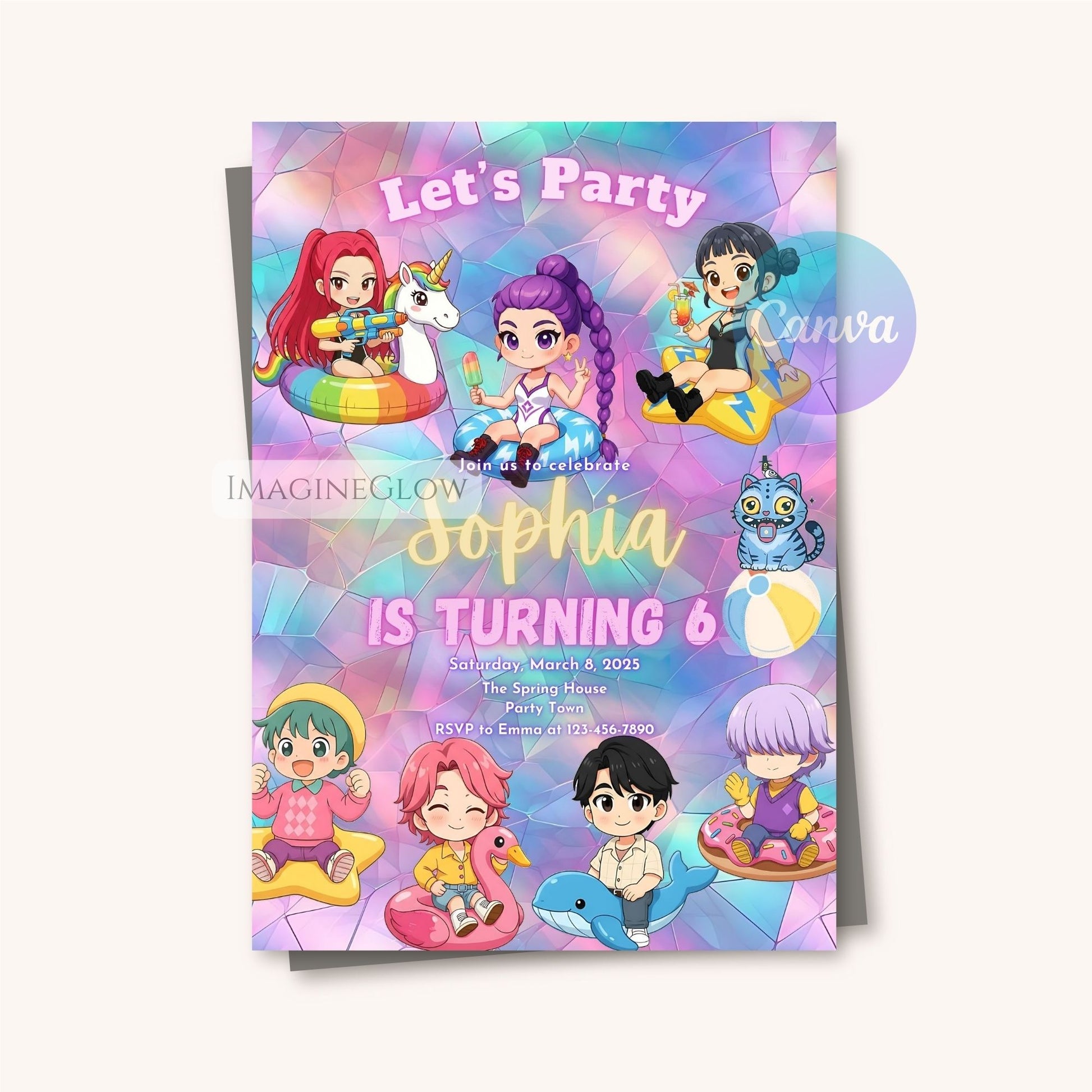 anime beach birthday card
kpop summer birthday invitation
