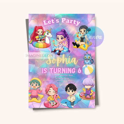 anime beach birthday card
kpop summer birthday invitation
