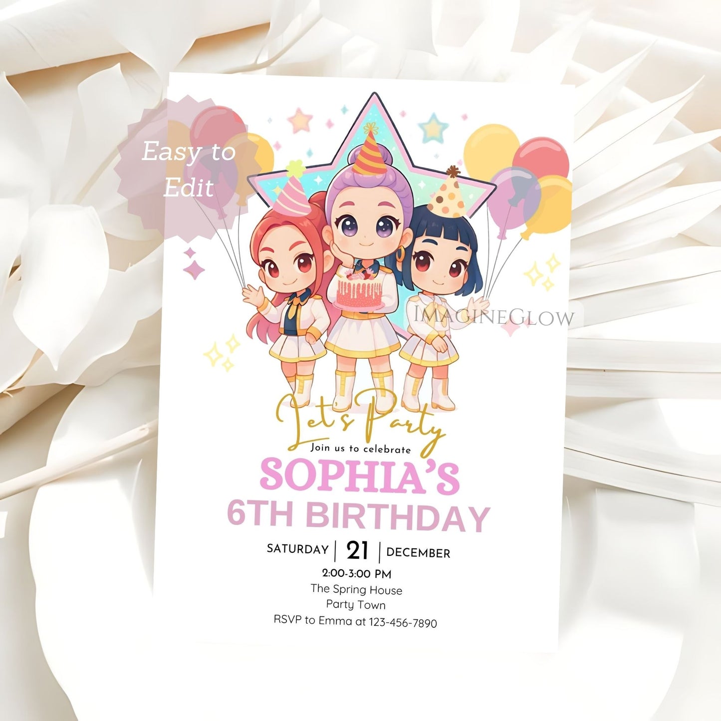 printable anime kpop fan invitation
