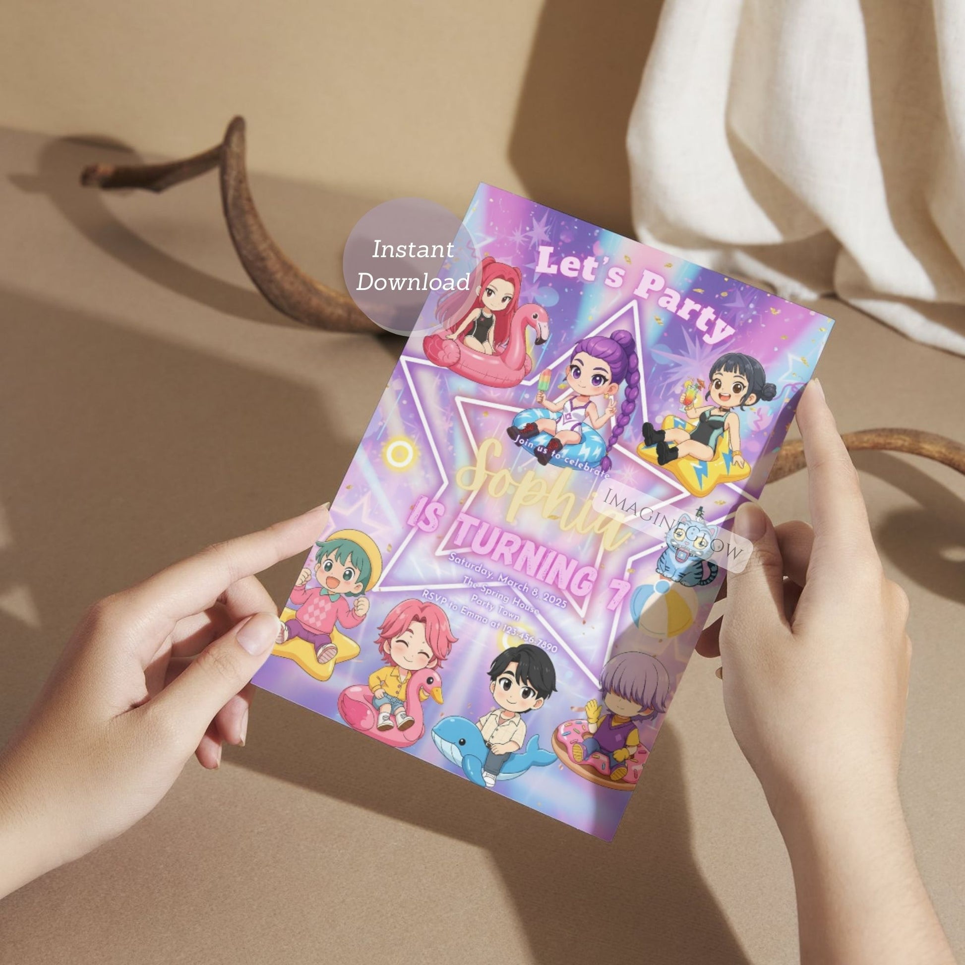 anime pool birthday card

