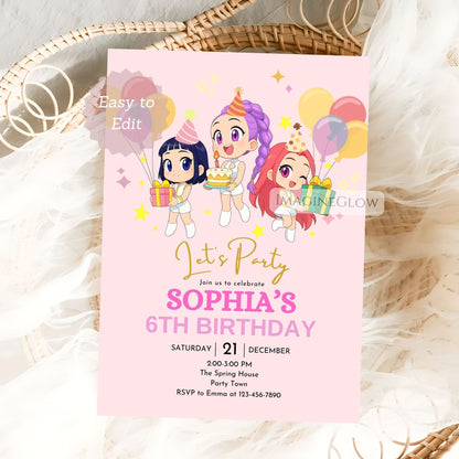 kpop demon hunters printable party card