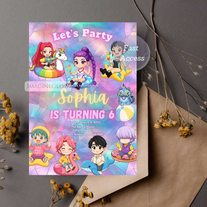 printable anime swim party invite
anime pool birthday invitation