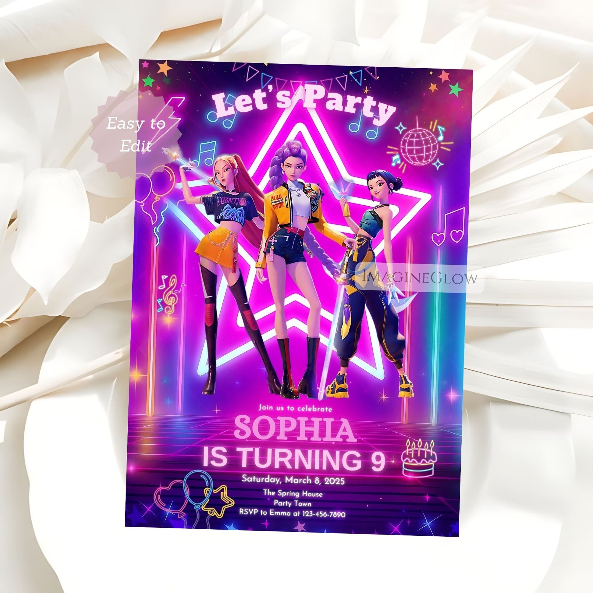 huntrix kpop party invitation
