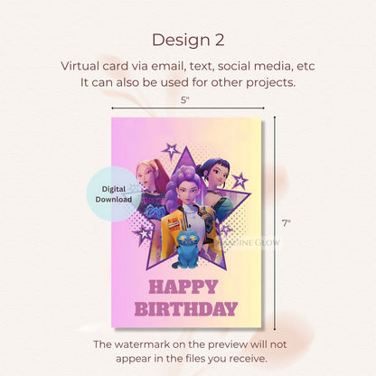 printable kpop anime birthday greeting card
