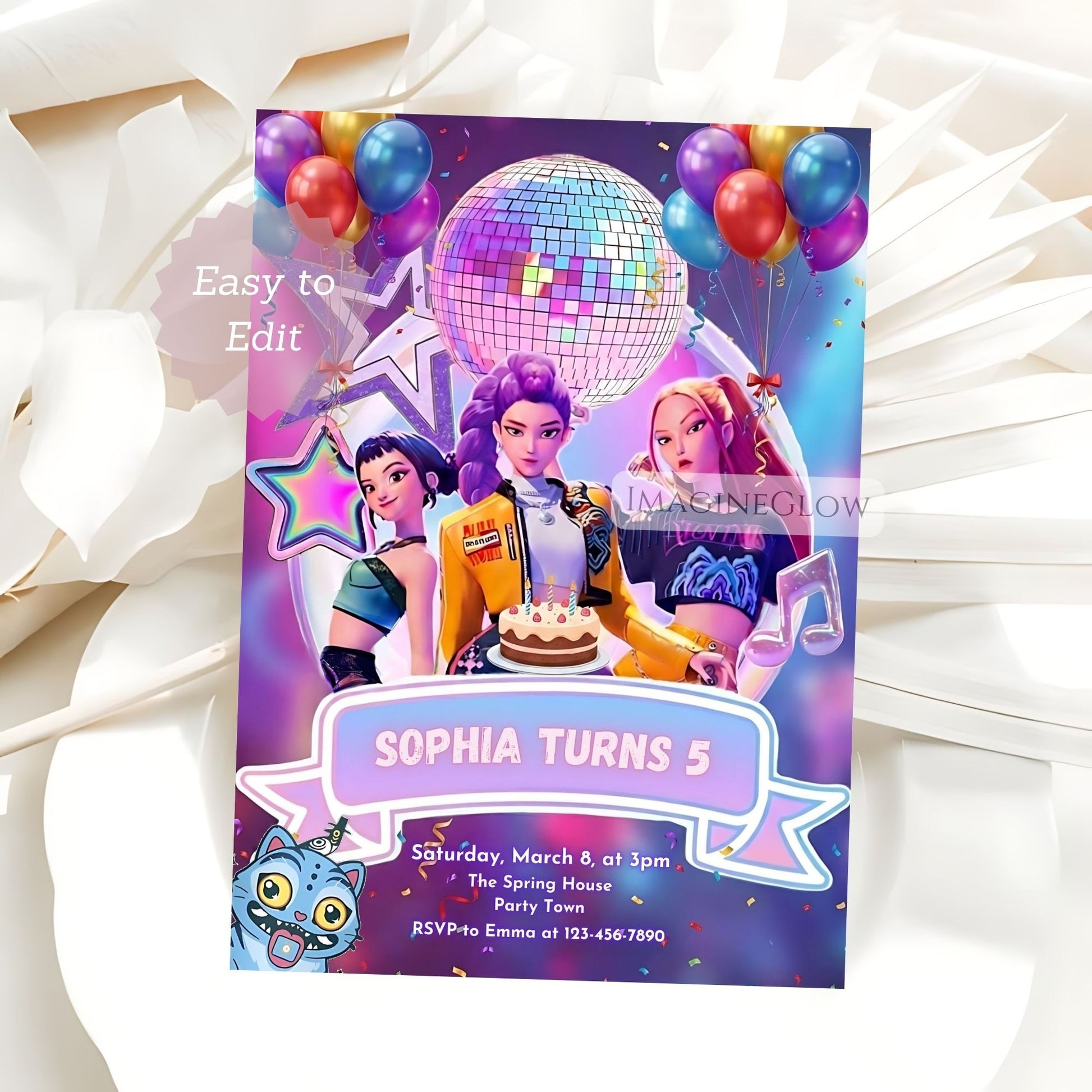 editable anime birthday invitation
huntrix kpop birthday party invite
