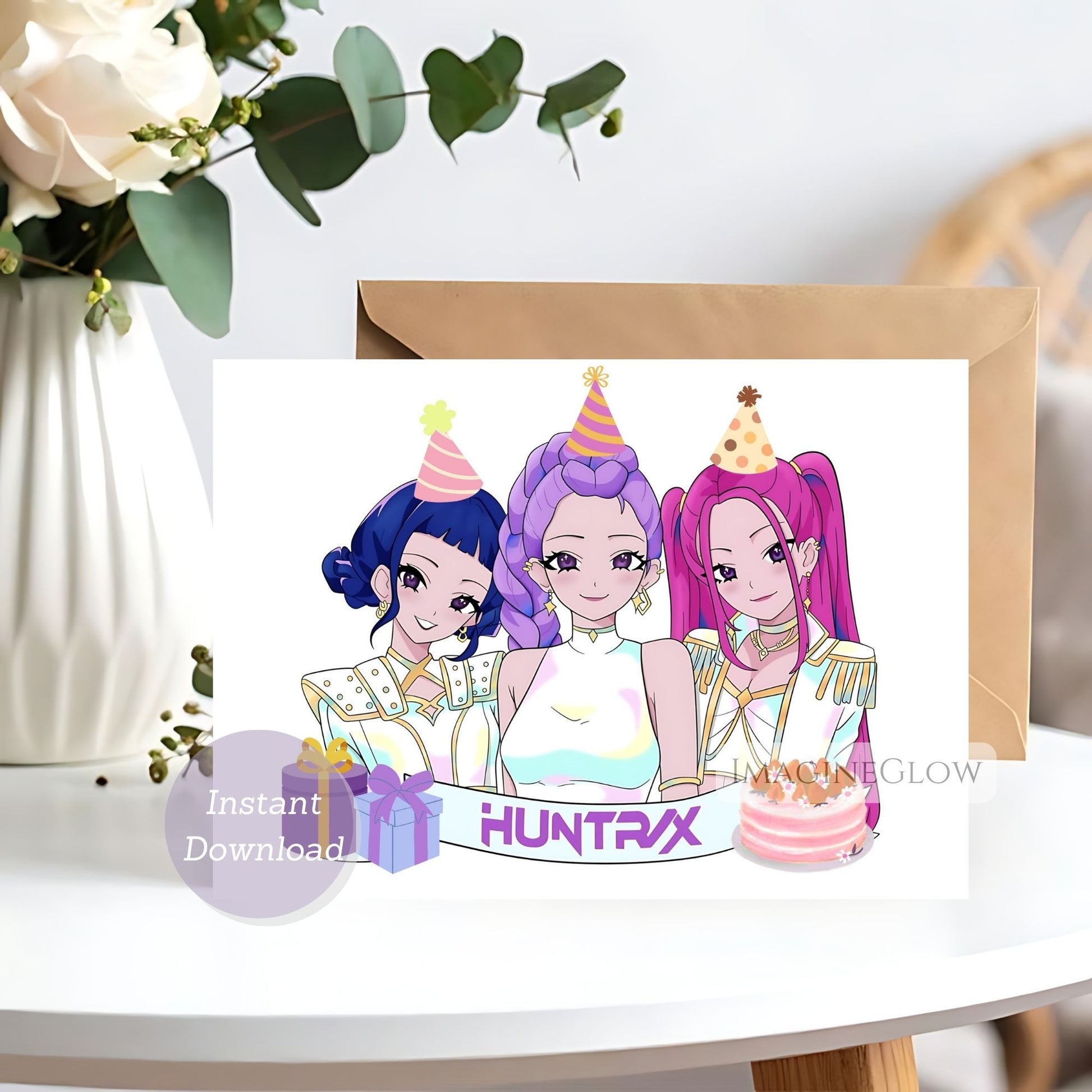 printable kpop demon hunters card
anime kpop demon hunters birthday card

