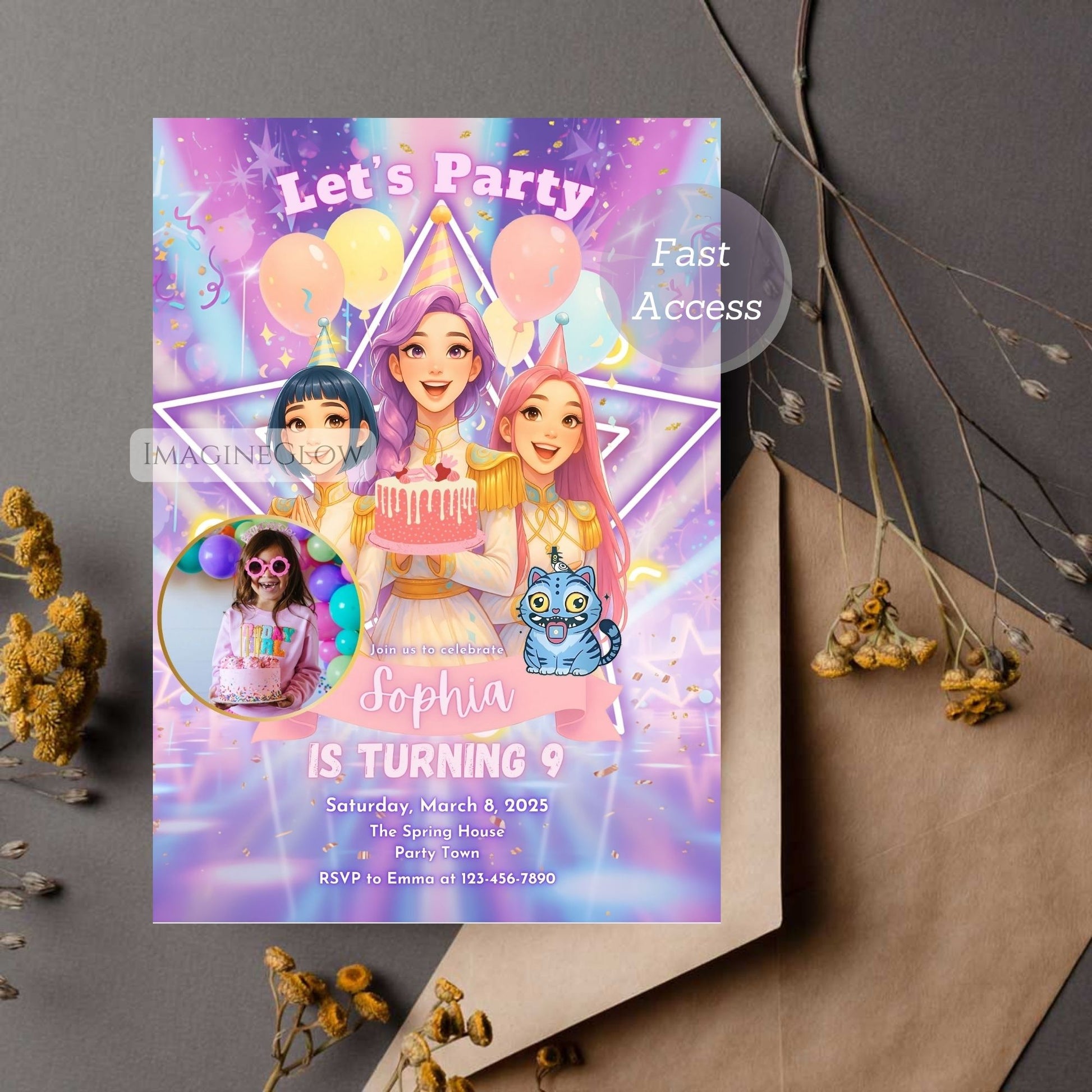 anime fan girl party invite