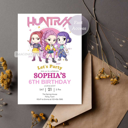 editable kpop demon hunters party invite
