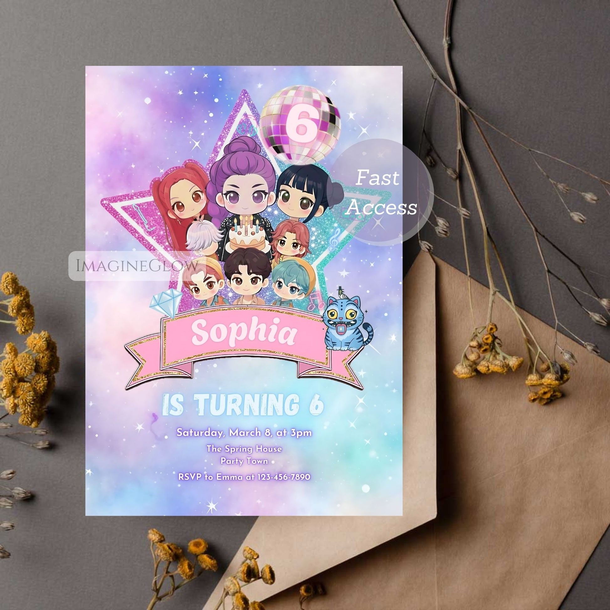 kpop demon hunters party invitation