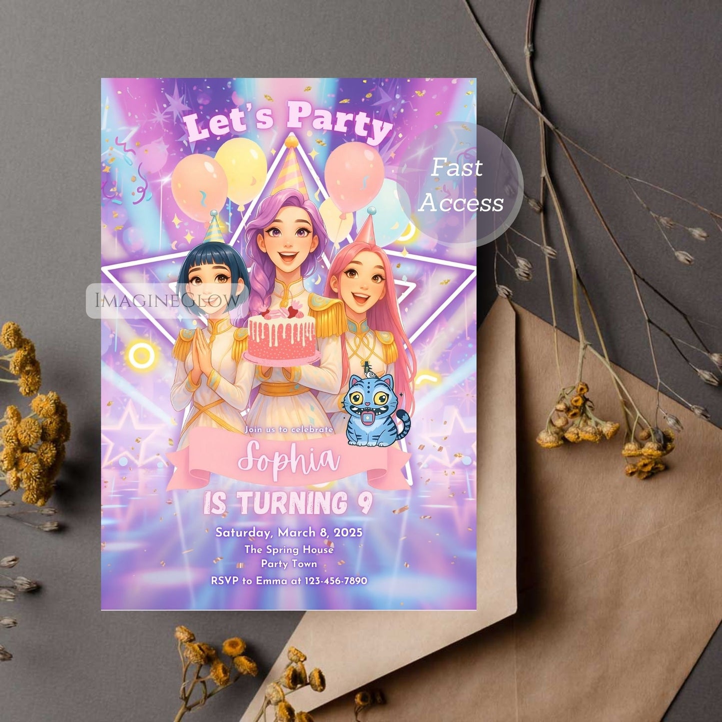 anime fan girl party invite