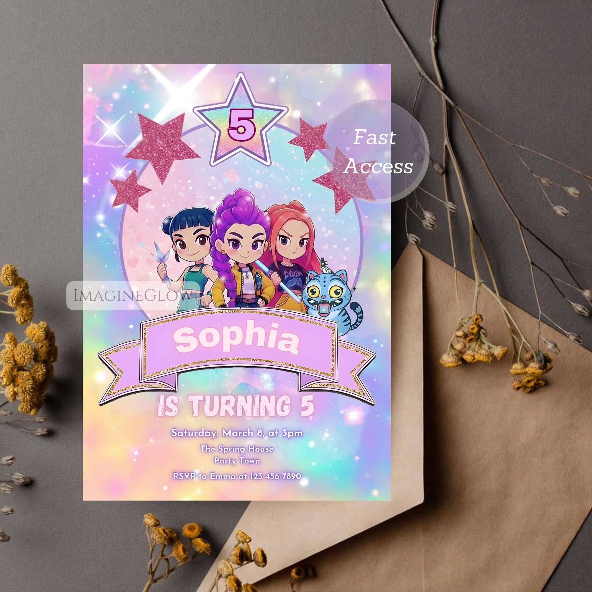 printable kpop demon hunters invite
