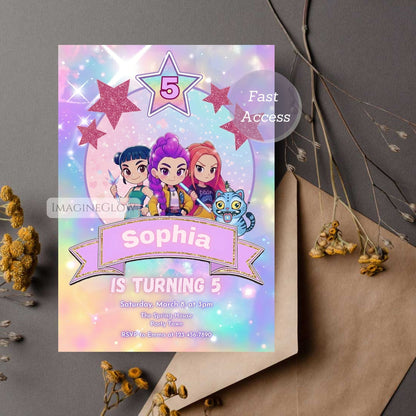 printable kpop demon hunters invite
