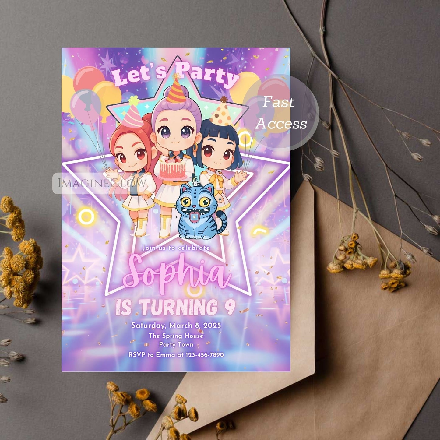 kpop birthday party invite
