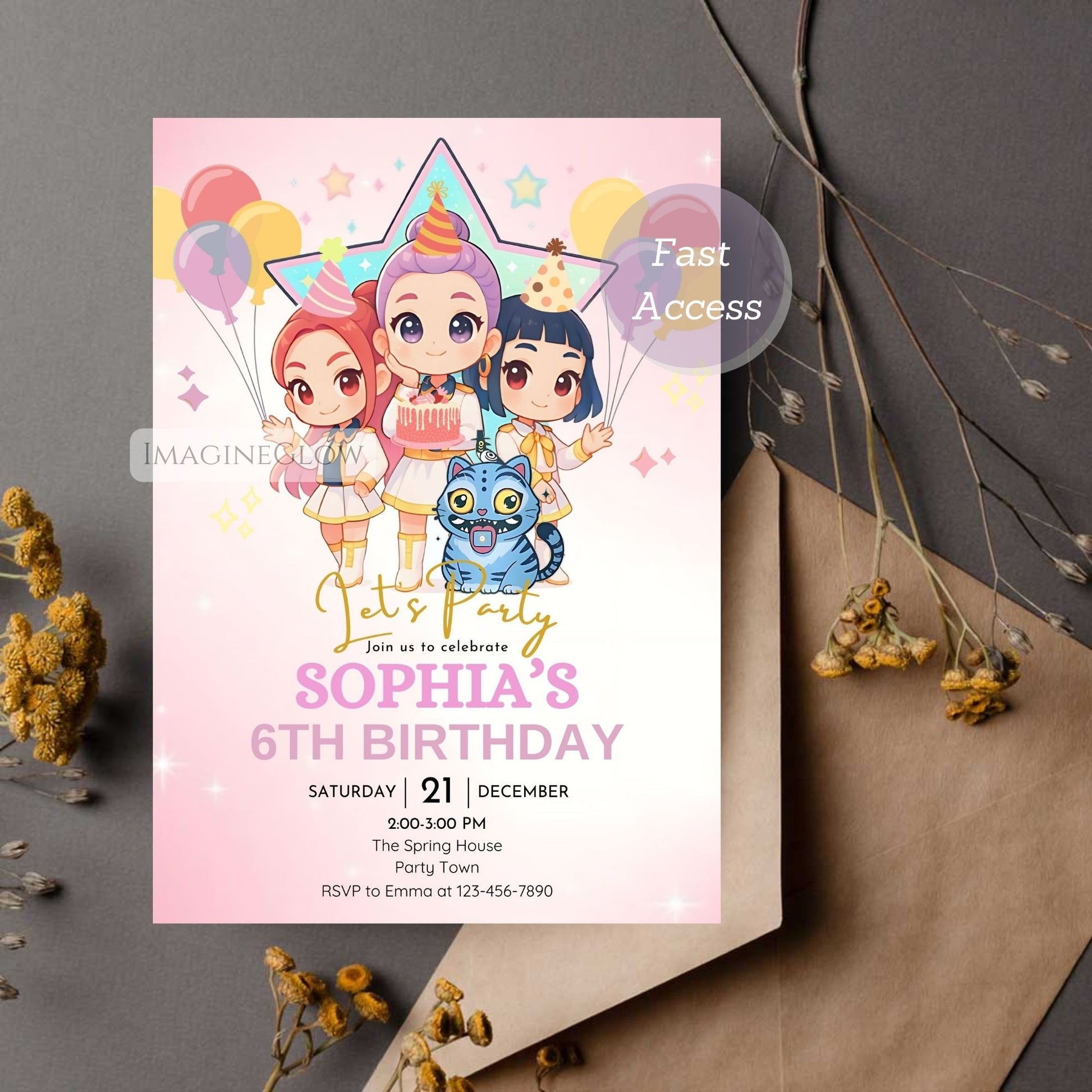 huntrix birthday invitation