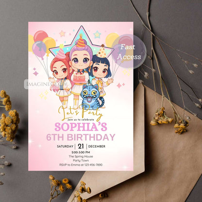 huntrix birthday invitation