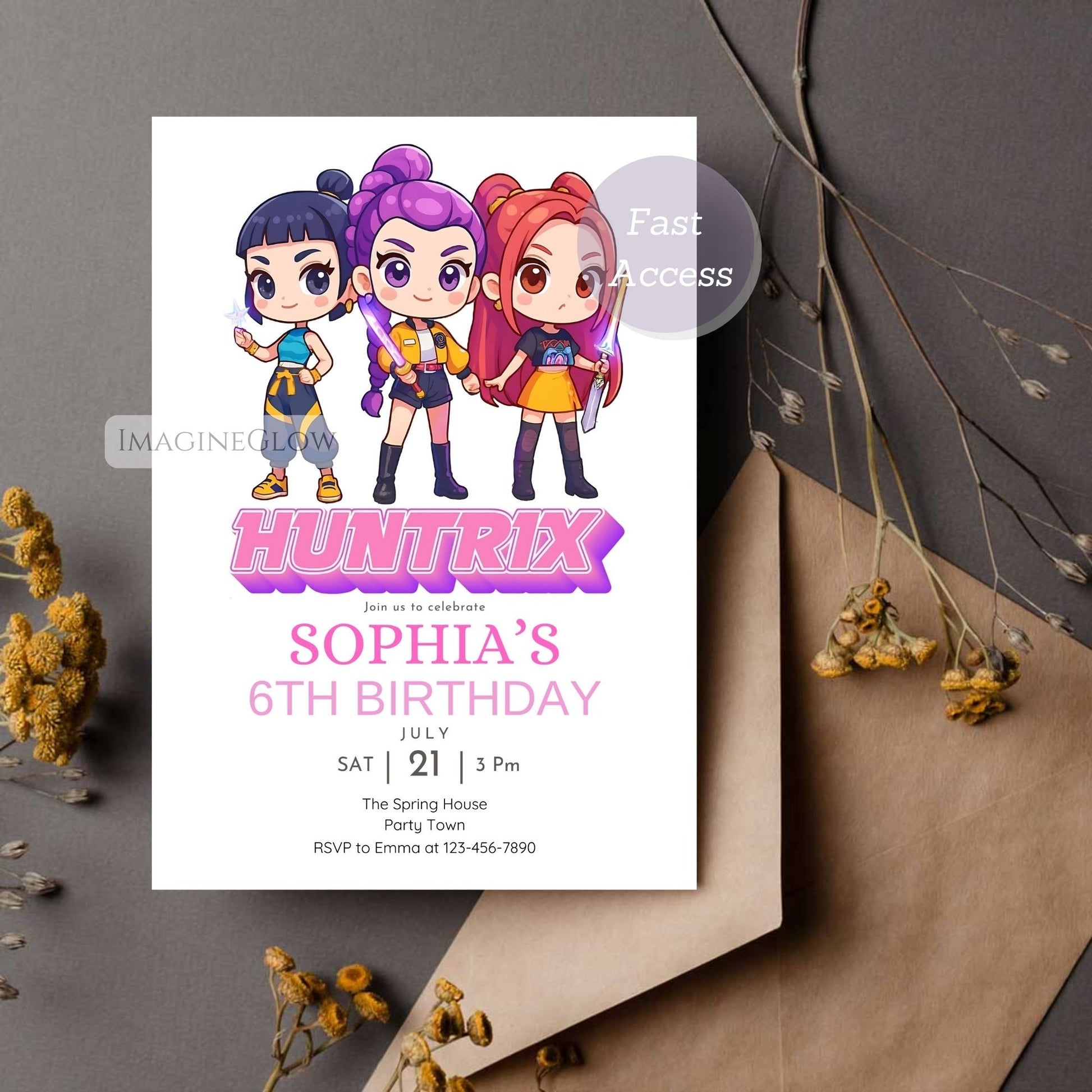 kpop demon hunters birthday invitation
huntrix kpop party invite
