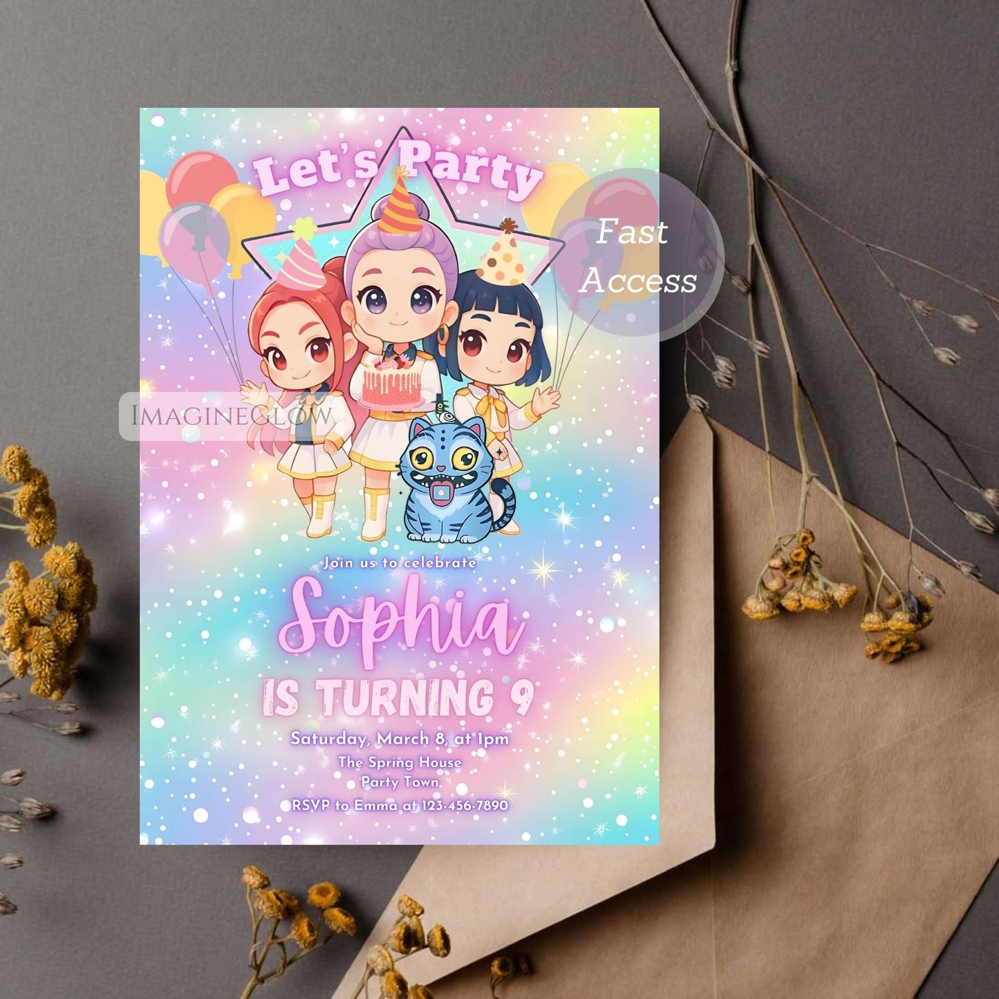 kpop fan birthday party invitation
