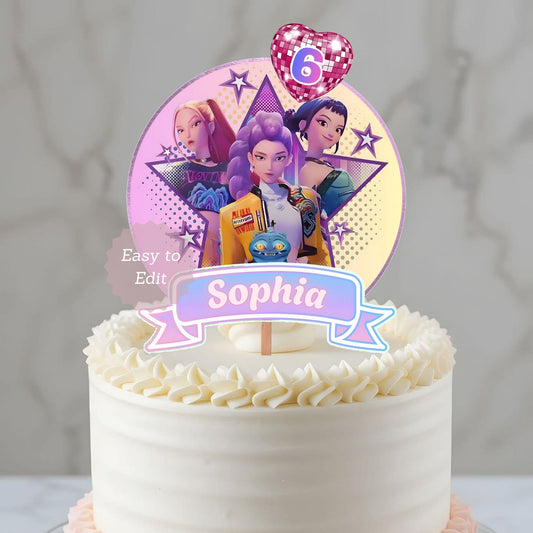 kpop demon hunters cake toppers
huntrix anime cake toppers
editable anime girl cake topper
