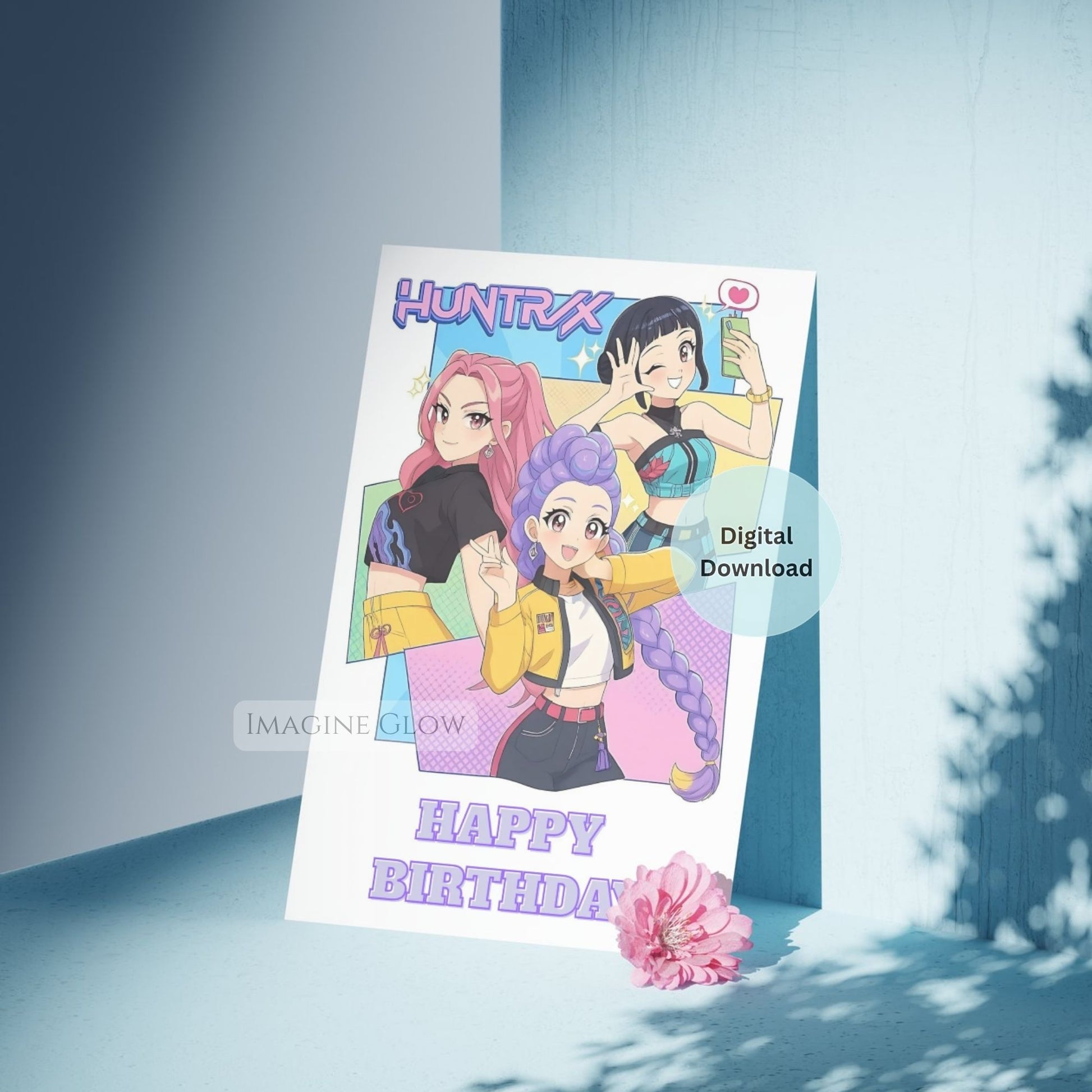 kpop themed demon hunters card
