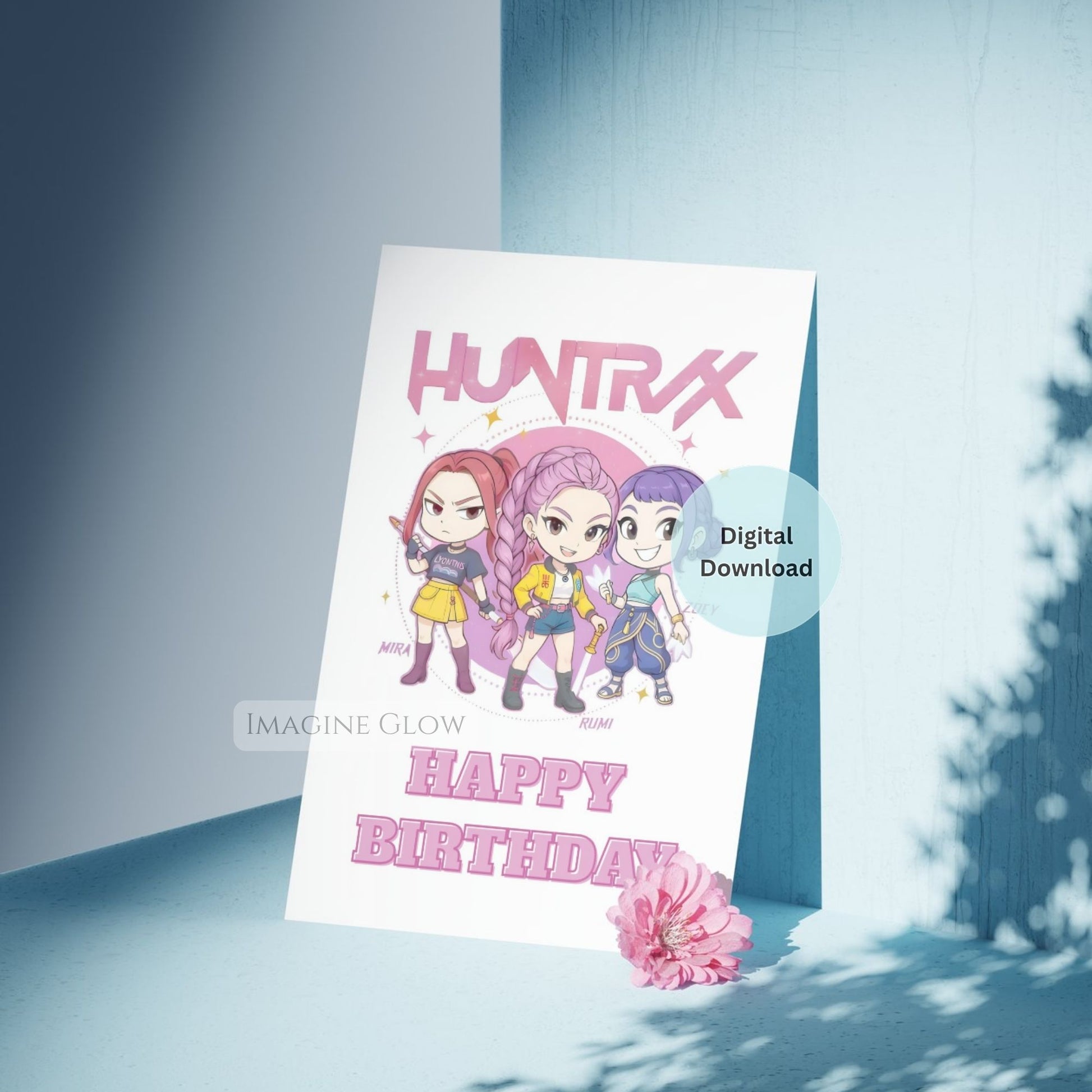 huntrix themed anime birthday card
kpop anime fan birthday card printable
