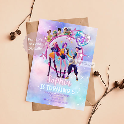 Stylish KPOP Demon Hunters birthday invitation for kids and teens
