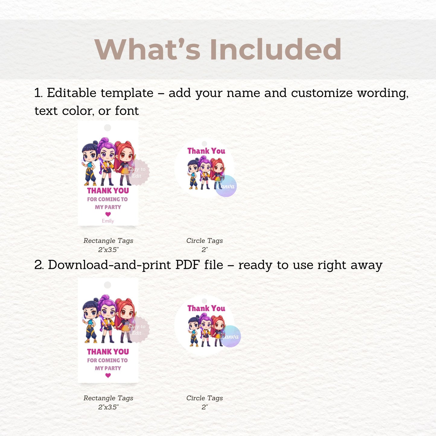 kpop fan event thank you tags printable
