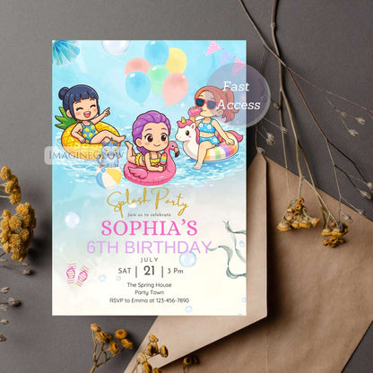 editable anime swim party invite
demon hunters summer party invitation
