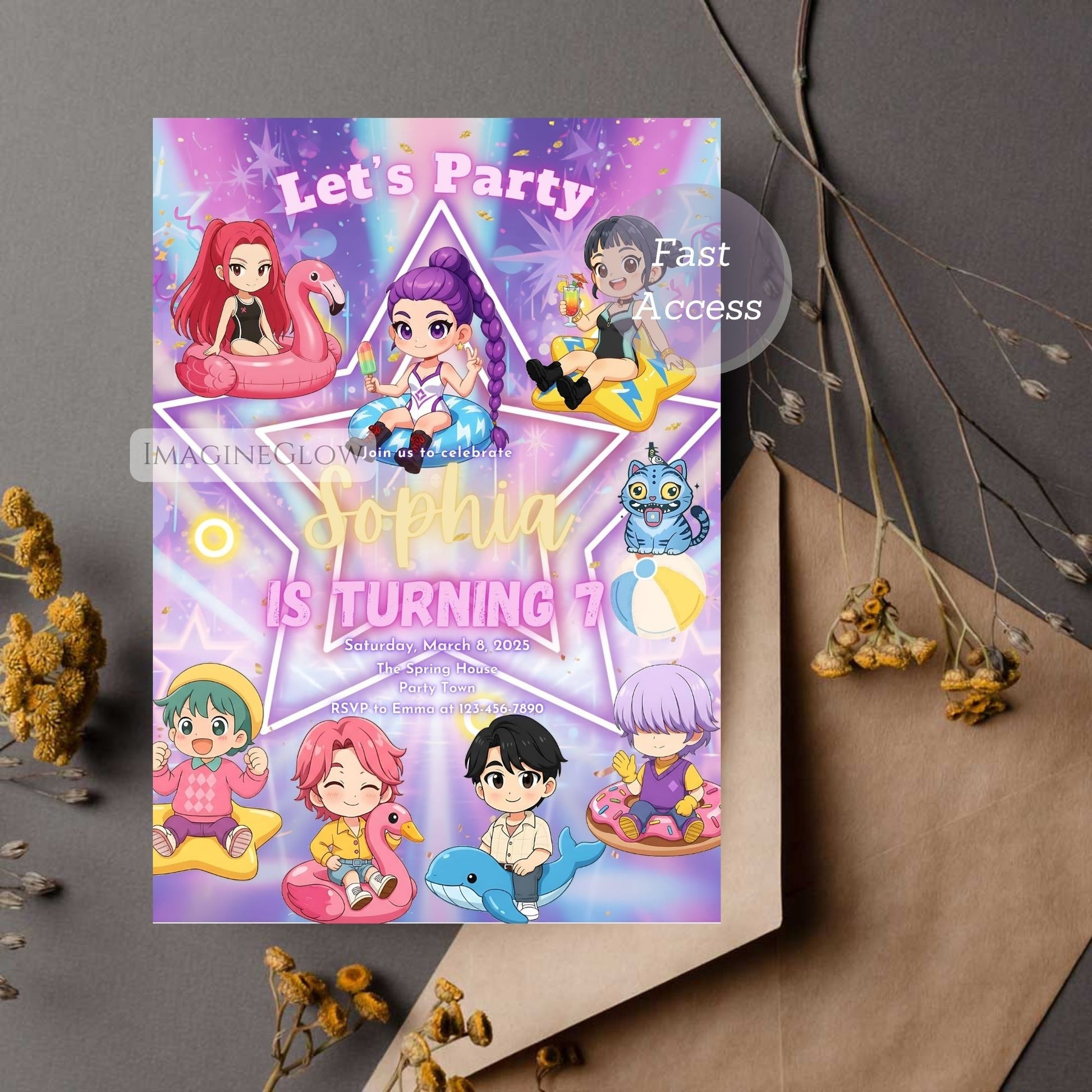 huntrix beach party invitation
