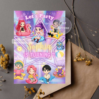 huntrix beach party invitation
