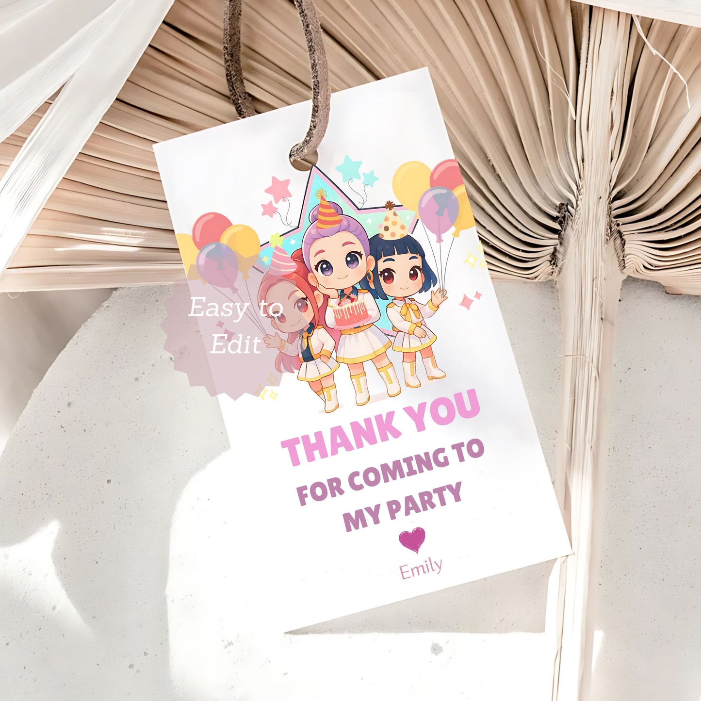 editable anime kpop gift tags
digital kpop demon hunters party tags
