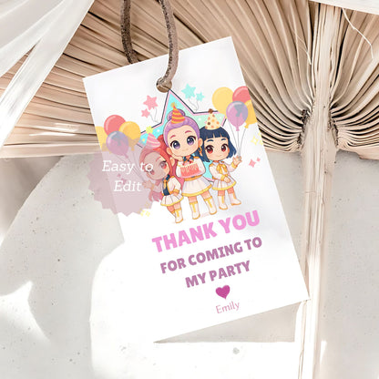 editable anime kpop gift tags
digital kpop demon hunters party tags
