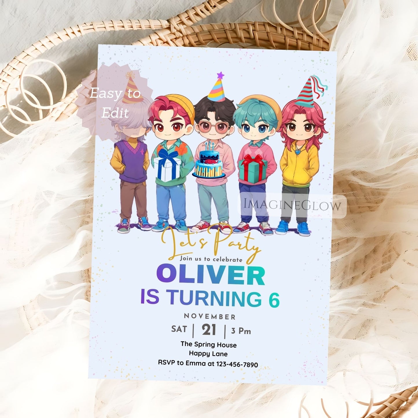 editable anime birthday template
huntrix saja boys party invite
