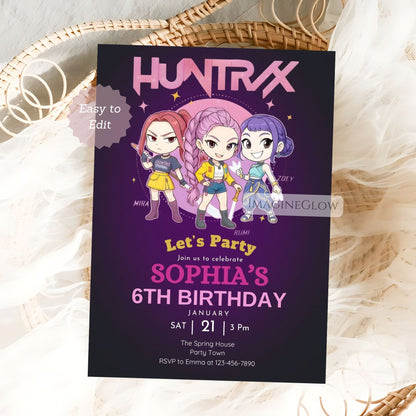 kpop demon hunters themed invitation
