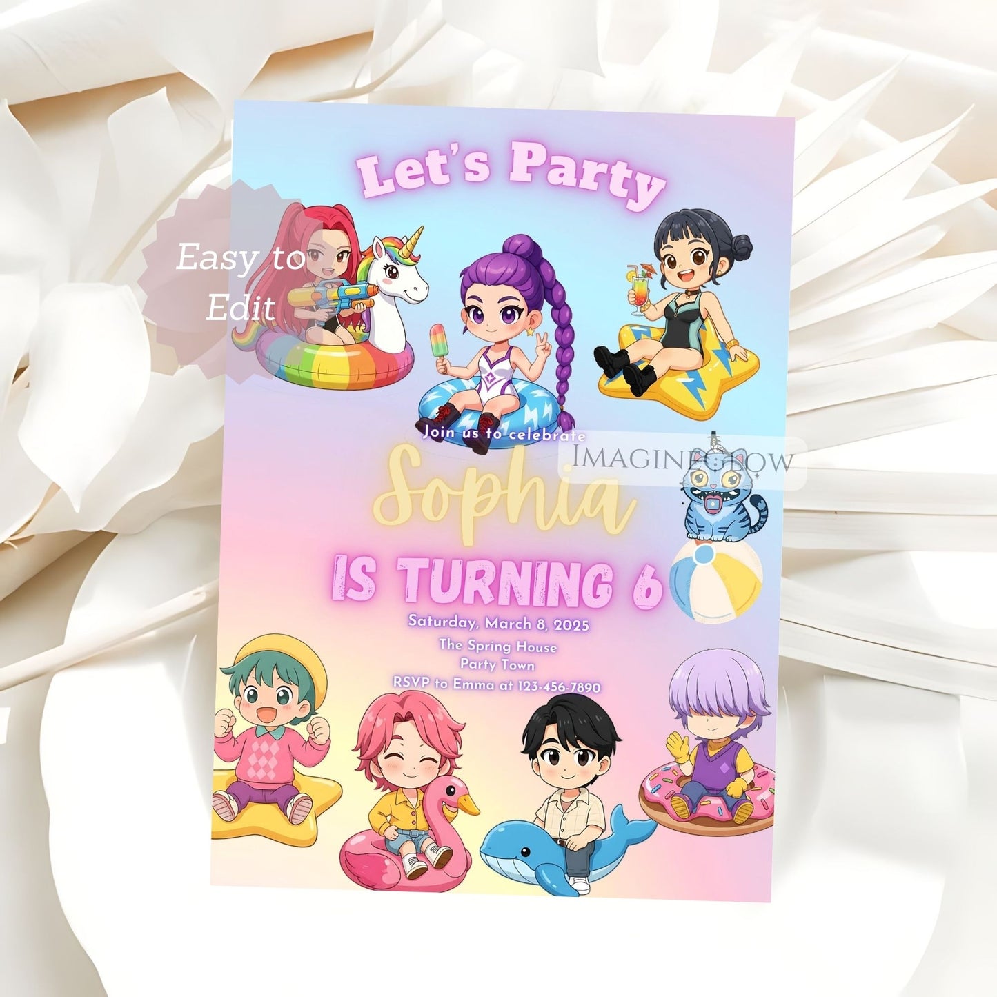 huntrix anime birthday invite
